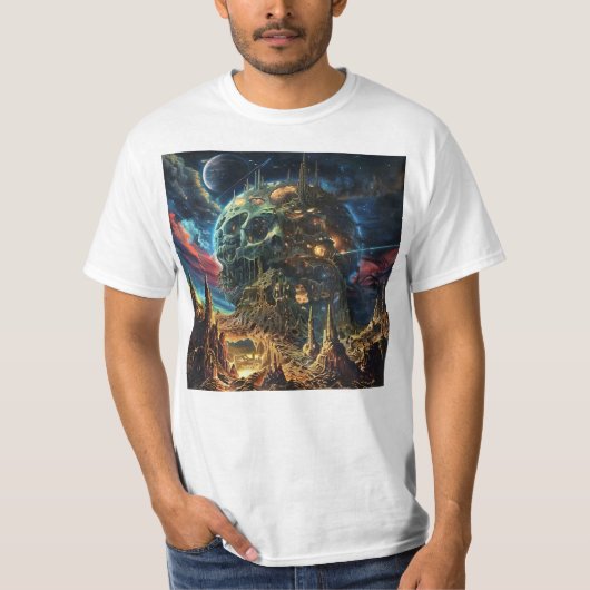 Heavy Metal Skull Planet T-shirt (Voorkant)