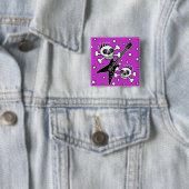 Heavy Metal Skulls Vierkante Button 5,1 Cm (In situ)