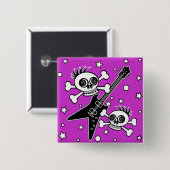 Heavy Metal Skulls Vierkante Button 5,1 Cm (Voorkant /achterkant)