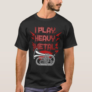 Heavy metal tuba speler in marcherende band muziek t-shirt