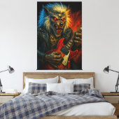 Heavy-Metal Wolve speelt gitaar Canvas Afdruk (Insitu (Slaapkamer))