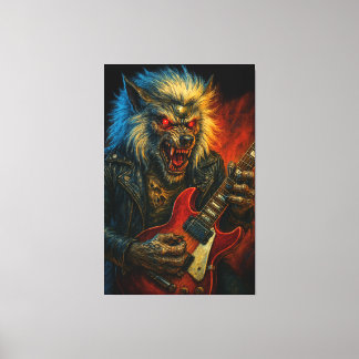 Heavy-Metal Wolve speelt gitaar Canvas Afdruk