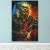 Heavy-Metal Wolve speelt gitaar Canvas Afdruk (Insitu (Houten vloer))
