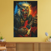 Heavy-Metal Wolve speelt gitaar Canvas Afdruk (Insitu (Woonkamer))