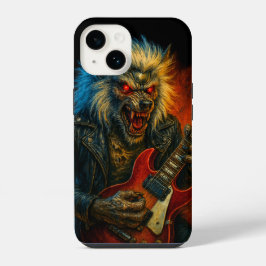 Heavy-Metal Wolve speelt gitaar iPhone 14 Hoesje