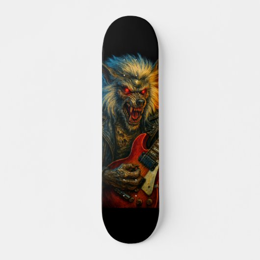 Heavy-Metal Wolve speelt gitaar Persoonlijk Skateboard (Voorkant)