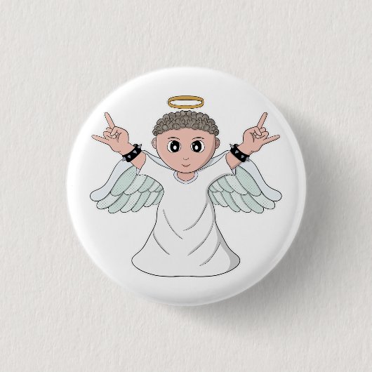 Heavy Music Loving Angel Ronde Button 3,2 Cm (Voorkant)