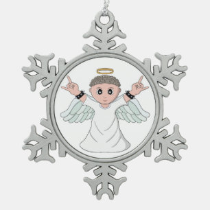 Heavy Music Loving Angel Tin Sneeuwvlok Ornament
