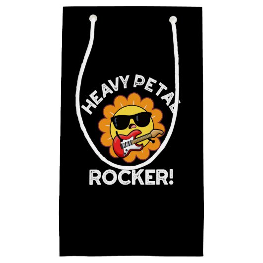 Heavy Petal Rocker Funny Flower Pun Dark BG Klein Cadeauzakje (Voorkant)