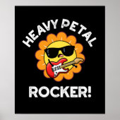 Heavy Petal Rocker Funny Flower Pun Dark BG Poster (Voorkant)