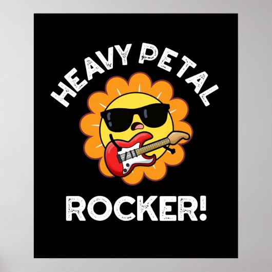 Heavy Petal Rocker Funny Flower Pun Dark BG Poster (Voorkant)