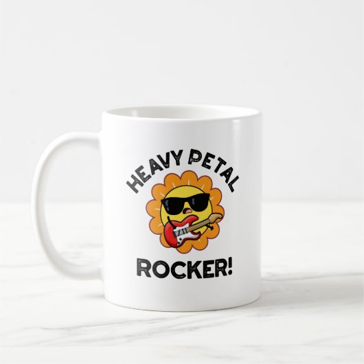 Heavy Petal Rocker Funny Flower Pun Koffiemok (Links)
