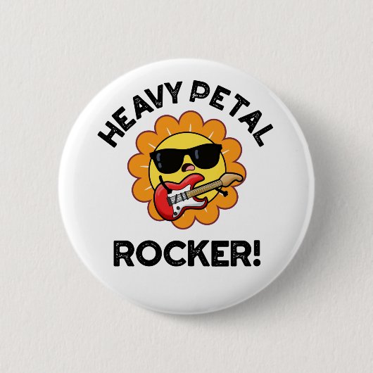 Heavy Petal Rocker Funny Flower Pun Ronde Button 5,7 Cm (Voorkant)