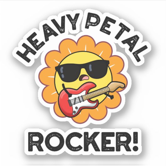 Heavy Petal Rocker Funny Flower Pun Sticker (Voorkant)