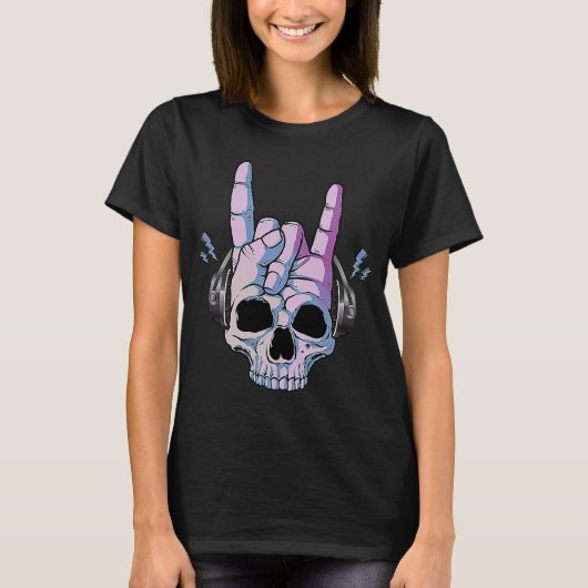 HEAVY ROCK Hands Skull Rock Music T-shirt (Voorkant)
