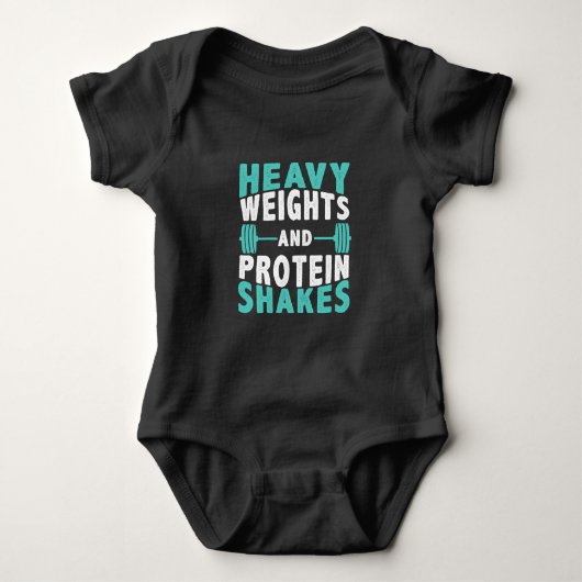 heavy weights and shake proteins gym motivational  romper (Voorkant)