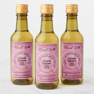 Heb 1e drankje op ons - DRINK ME Roze huwelijksges Wijn Etiket