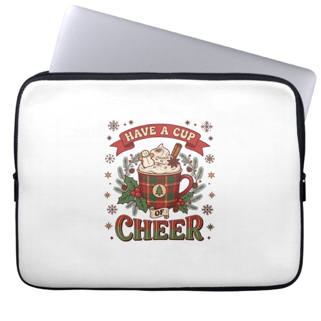 Heb Beker Kerst Kerst Plaid Mok Warme Chocolade Sn Laptop Sleeve (Voorkant)