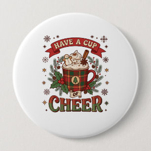 Heb Beker Kerst Plezier Kerst Plaid Mok Warme Choc Ronde Button 4,0 Cm