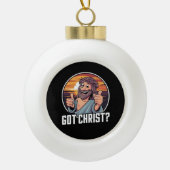 Heb Buddy een Christus Kerstmis Jezus Religieus Keramische Bal Ornament (Voorkant)