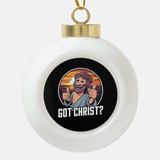 Heb Buddy een Christus Kerstmis Jezus Religieus Keramische Bal Ornament (Voorkant)