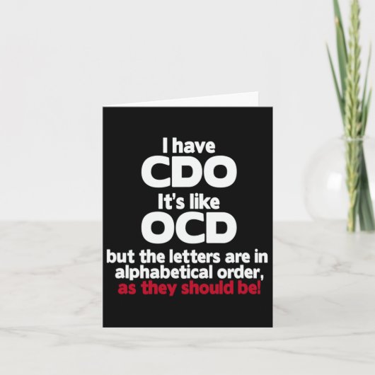 Heb CDO - het is als OCD maar de letters zijn in o Kaart (Voorkant)