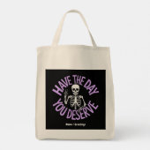 Heb de dag dat je een grappig skeletontwerp verdie tote bag (Achterkant)