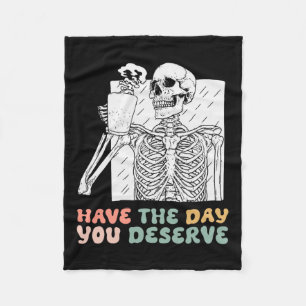 Heb de dag dat je verdient Halloween Skeleton en C Fleece Deken