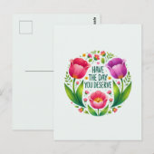 Heb de dag die je verdient - Floral Briefkaart (Voorkant / Achterkant)
