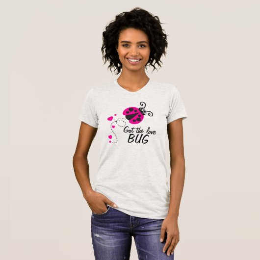 Heb de liefdesbug ladybug roze t-shirt (Voorkant volledig)