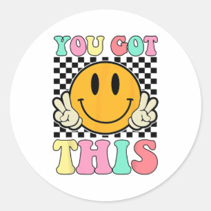 Heb deze retro glimlach Motivatie testdag leraar Ronde Sticker