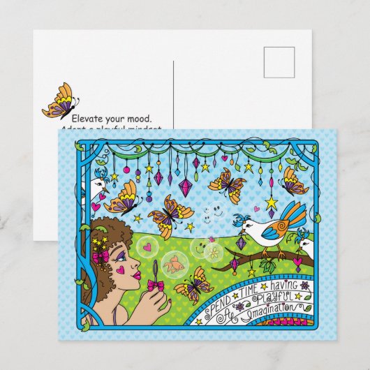 Heb een afspeelbare fantasie_ briefkaart (Voorkant / Achterkant)