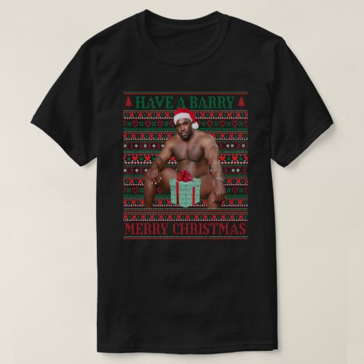 Heb een Barry Merry Xmas - grappige zwarte man mem T-shirt (Design voorkant)