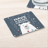 Heb een Beary Christmas Polar Beer Art Illustratie Kartonnen Onderzetters (Schuin)