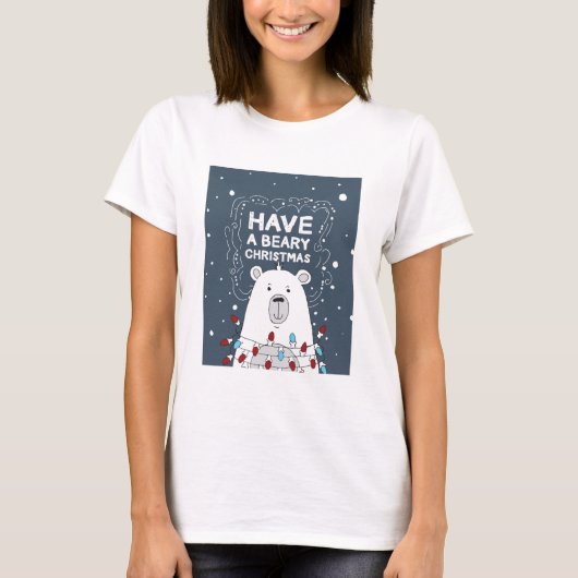 Heb een Beary Christmas Polar Beer Art Illustratie T-shirt (Voorkant)