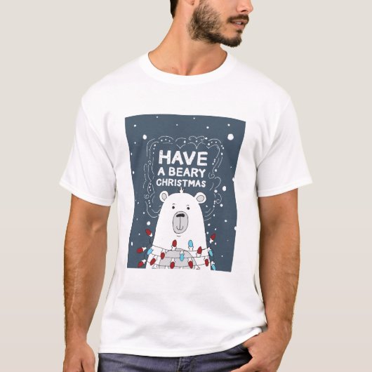 Heb een Beary Christmas Polar Beer Art Illustratie T-shirt (Voorkant)