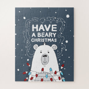 Heb een Beary Kerstpoar Beer Illustratie Legpuzzel