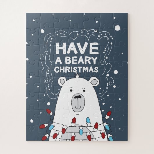 Heb een Beary Kerstpoar Beer Illustratie Legpuzzel (Verticaal)