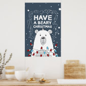 Heb een Beary Kerstpoar Beer Illustratie Poster (Keuken)