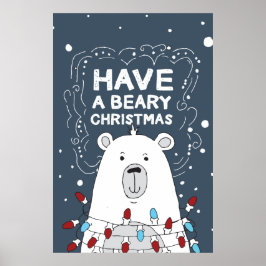 Heb een Beary Kerstpoar Beer Illustratie Poster
