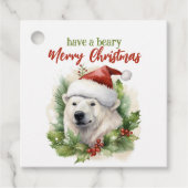 Heb een Beary Merry Christmas Polar Beer Funny Bedankjes Labels (Voorkant)