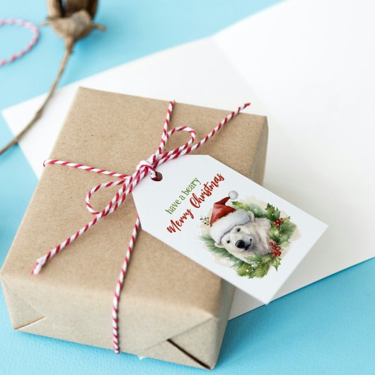 Heb een Beary Merry Christmas Polar Beer Funny Cadeaulabel