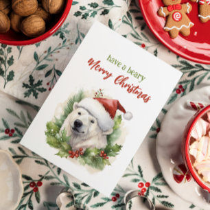 Heb een Beary Merry Christmas Polar Beer Funny Feestdagenkaart
