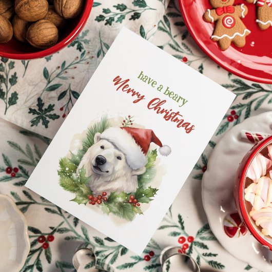 Heb een Beary Merry Christmas Polar Beer Funny Feestdagenkaart