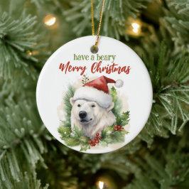 Heb een Beary Merry Christmas Polar Beer Funny Keramisch Ornament