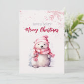 Heb een Beary Merry Christmas Polar Beer Funny Pin Feestdagenkaart (Staand voorkant)