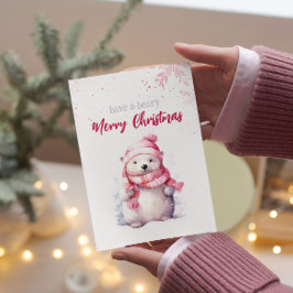 Heb een Beary Merry Christmas Polar Beer Funny Pin Feestdagenkaart