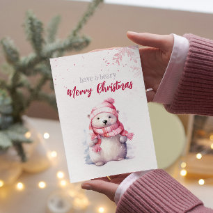 Heb een Beary Merry Christmas Polar Beer Funny Pin Feestdagenkaart