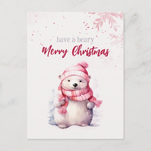 Heb een Beary Merry Christmas Polar Beer Funny Pin Feestdagenkaart (Voorkant)