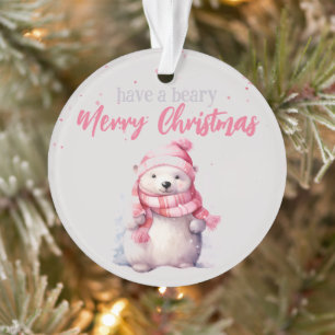 Heb een Beary Merry Christmas Polar Beer Funny Pin Ornament